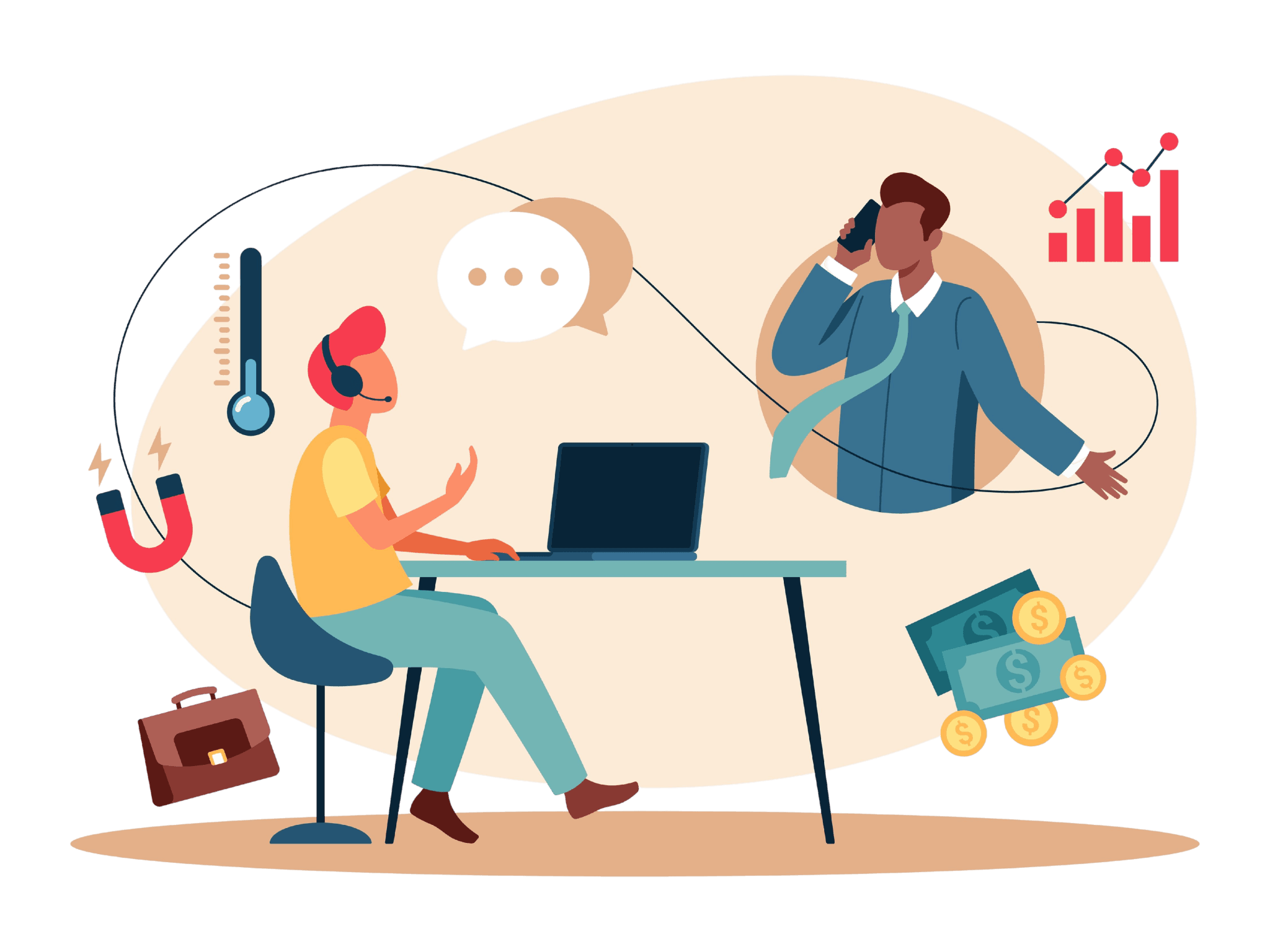 Professional analyzing call data with coaching insights